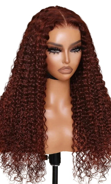 AMÉLIA - Hair Reddish Brown Curly 7x5 Glueless Wig re Cut Pre Bleached Pre Plucked Lace Front Human Hair Wigs 150% Density