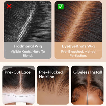 MIRA - Perruque Yaki lisse 7x5 sans colle ajustable avec cordon