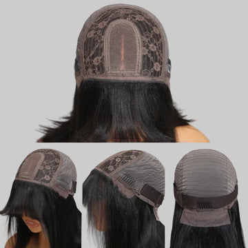 JANICE - BOB Yaki Straight balayage – Frange & raie milieu 4x2 | Glueless