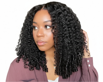 ÉLORA - Perruque bouclée Burmese Curly 7x5 – Bye Bye Slip™ sans colle | Pointes Finger Coil, cordon invisible, 100% cheveux humains