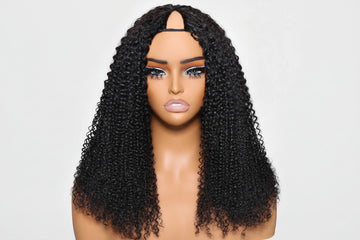 LARA - InvisiBlend™ Kinky Curly en V avec cordon de serrage 180 % de densité