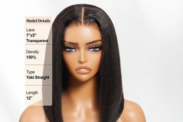NORA -  Bob Yaki lisse 150 % – Lace 7x5/13x4 sans colle avec cordon ajustable