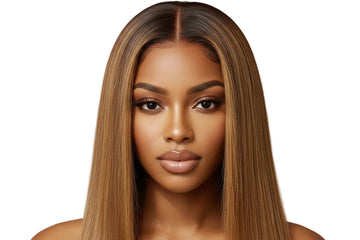 UBINE - BOB blunt brun & mèches blondes piano – racines foncées | 7x5 lace, glueless