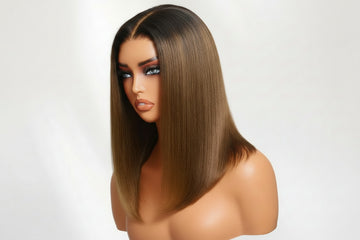 MYRIAM - BOB Yaki Straight 7x5 châtain ombré | Glueless, cordon ajustable