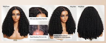 ÉLORA - Perruque bouclée Burmese Curly 7x5 – Bye Bye Slip™ sans colle | Pointes Finger Coil, cordon invisible, 100% cheveux humains