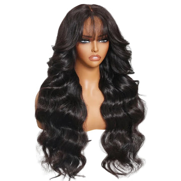 JUDY - 7x5 & 13x4 Lace Loose Wave Wispy Bangs Wig 100% Human Hair Glueless Wigs