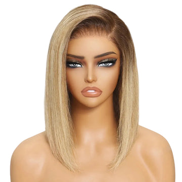 LUCIE - BOB blond racines brunes 7x5 | Cordon invisible, 150%, cheveux humains