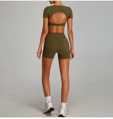 Women's Sexy Bare-Back Quick-Dry Yoga Top - Naked-Fit Tight Workout T-Shirt for Gym & Outdoor Fitness