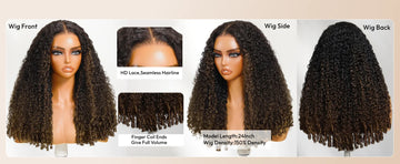 ÉLORA - Perruque bouclée Burmese Curly 7x5 – Bye Bye Slip™ sans colle | Pointes Finger Coil, cordon invisible, 100% cheveux humains