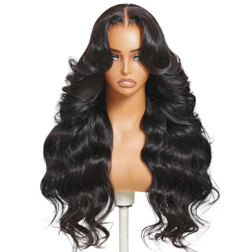 ELYA Hair 13x4 HD Lace Wigs Drawstring Cap Real Scalp Loose Wave Human Hair Wig Pre Plucked Pre Cut Pre Bleached Glueless Wig