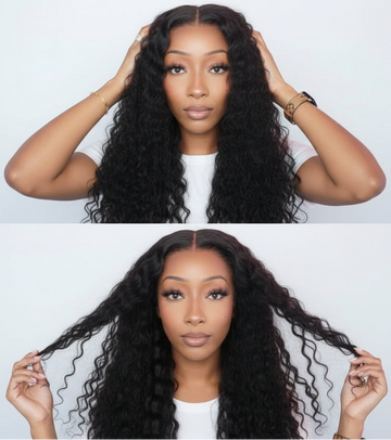 MARIANNE -  Water Wave avec Frontal Lace 13x6, 180 % de densité, sans colle, avec cordon de serrage