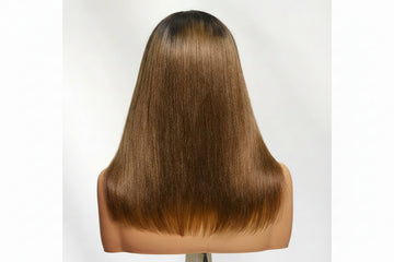 MYRIAM - BOB Yaki Straight 7x5 châtain ombré | Glueless, cordon ajustable