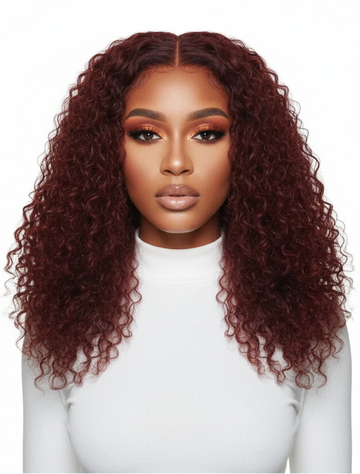AMÉLIA - Hair Reddish Brown Curly 7x5 Glueless Wig re Cut Pre Bleached Pre Plucked Lace Front Human Hair Wigs 150% Density