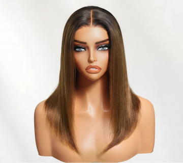 MYRIAM - BOB Yaki Straight 7x5 châtain ombré | Glueless, cordon ajustable