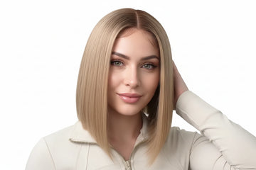 LUCIE - BOB blond racines brunes 7x5 | Cordon invisible, 150%, cheveux humains