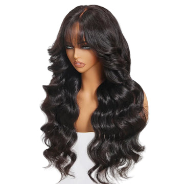 JUDY - 7x5 & 13x4 Lace Loose Wave Wispy Bangs Wig 100% Human Hair Glueless Wigs