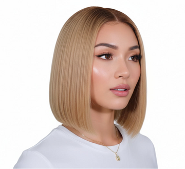 LUCIE - BOB blond racines brunes 7x5 | Cordon invisible, 150%, cheveux humains