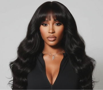 JUDY - 7x5 & 13x4 Lace Loose Wave Wispy Bangs Wig 100% Human Hair Glueless Wigs