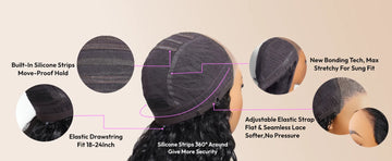UNice Bye Bye Slip™ 7x5 Lace Natural Black With #27 Blonde Highlight Wavy Bob Wig 100% Human Hair Wig With Face-framing Layers