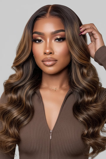 VALÉRIE - Body Wave balayage 7x5 – Bonnet anti-glisse avec cordon | sans colle