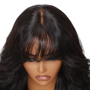 JUDY - 7x5 & 13x4 Lace Loose Wave Wispy Bangs Wig 100% Human Hair Glueless Wigs