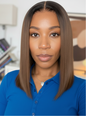 MYRIAM - BOB Yaki Straight 7x5 châtain ombré | Glueless, cordon ajustable