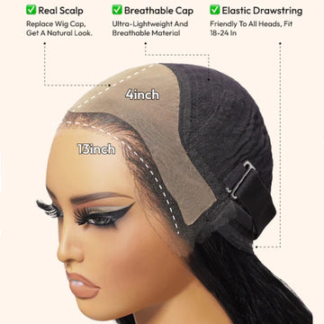 SÉRÈNE - Kinky Straight 13x4 HD Real Scalp – Finition invisible & maintien parfait | Sans colle, cordon discret