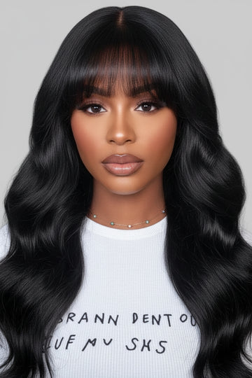 JUDY - 7x5 & 13x4 Lace Loose Wave Wispy Bangs Wig 100% Human Hair Glueless Wigs