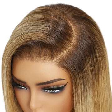 LUCIE - BOB blond racines brunes 7x5 | Cordon invisible, 150%, cheveux humains