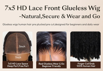 ÉLORA - Perruque bouclée Burmese Curly 7x5 – Bye Bye Slip™ sans colle | Pointes Finger Coil, cordon invisible, 100% cheveux humains