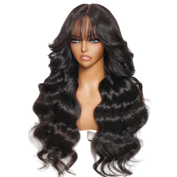 JUDY - 7x5 & 13x4 Lace Loose Wave Wispy Bangs Wig 100% Human Hair Glueless Wigs