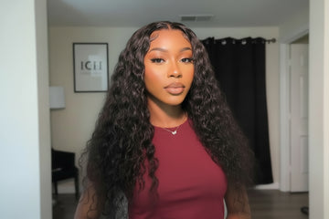 MARIANNE -  Water Wave avec Frontal Lace 13x6, 180 % de densité, sans colle, avec cordon de serrage